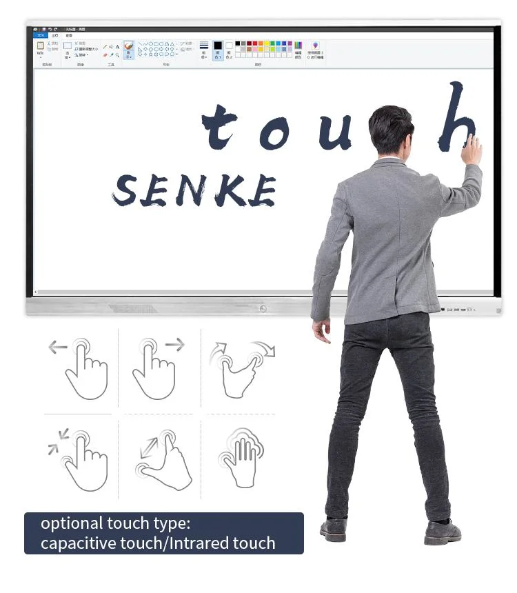 Dual OS Android / X86 Capacitive or Infrared Touch Screen Interactive Whiteboard Classroom Teaching 85 Inch Smart Panel Interactive Board
