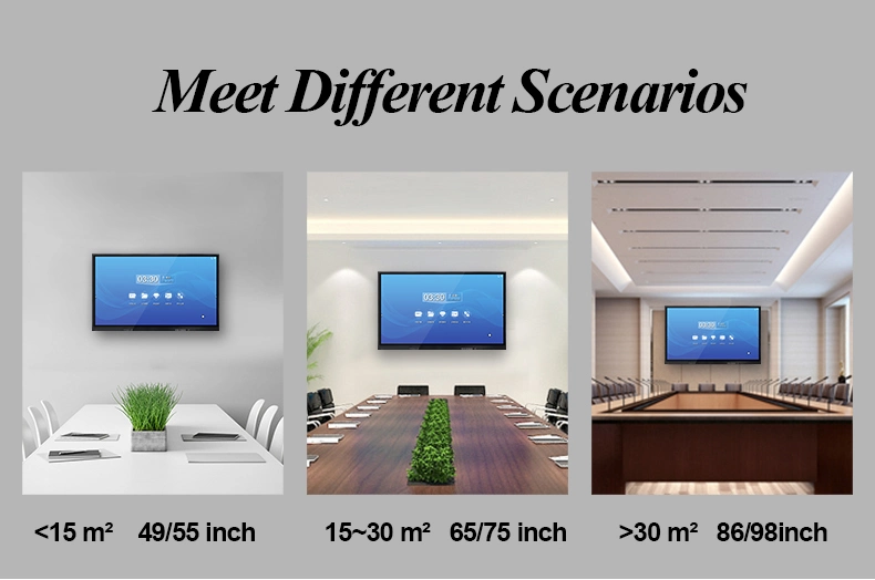 55 to 110 Inch 4K Dual System LCD All in One Electronic Multi Touch Screen Interactive Whiteboard Smart Board with Camera Microphone for Conference Classroom