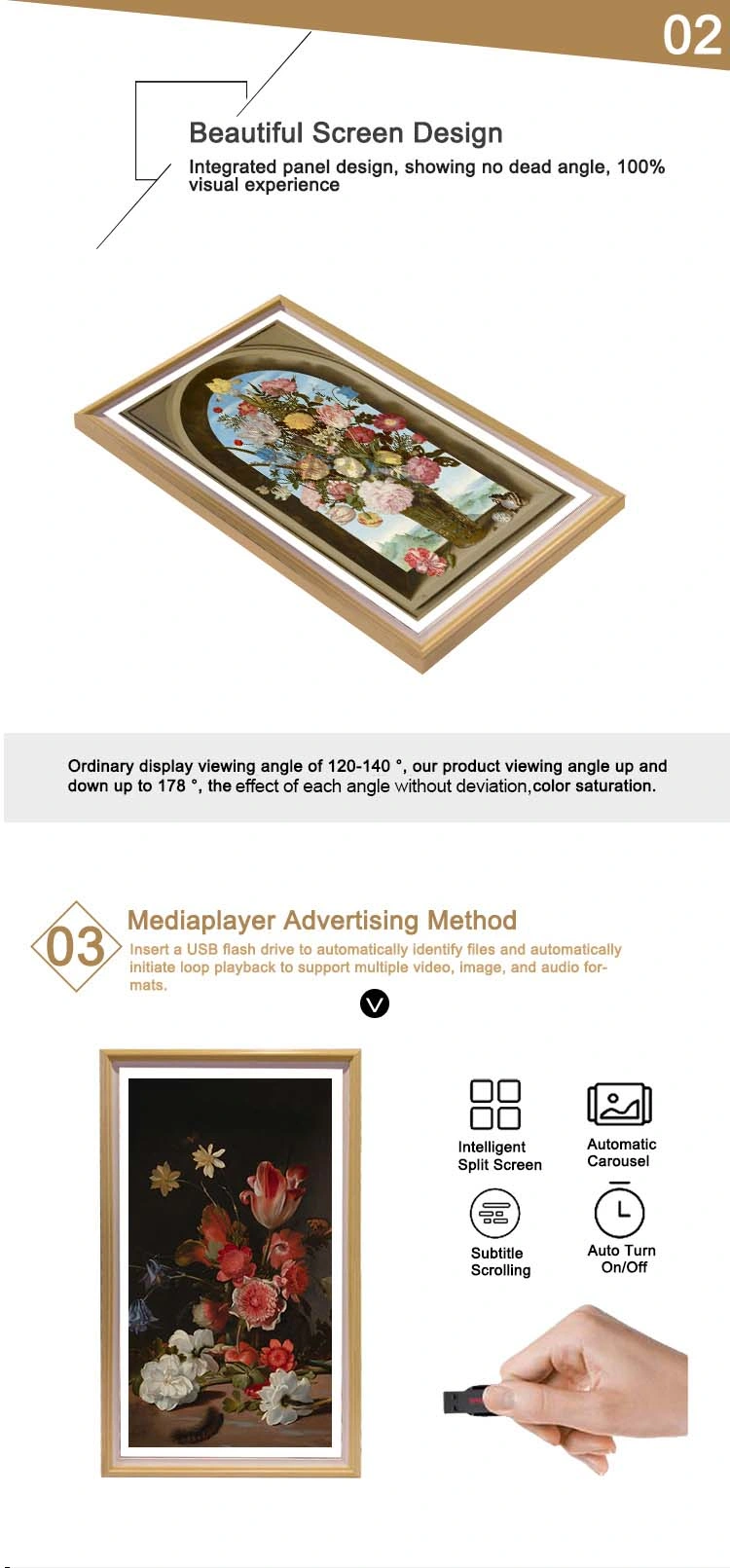 32inch 43inch Nft Digital Photo Frame Android Nft Digital Photo Frame Wireless WiFi Display Screen Wooden Photo Frame