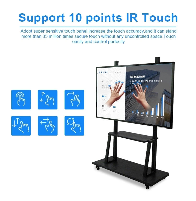 55-110 Inch Ultra-HD LCD Panel Multi-Touch Interactive Flat Panel for Education Conference Room